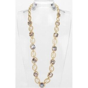 Lee Angel Neiman Marcus Gold Link Pearl Crystal Statement Necklace NWT 495